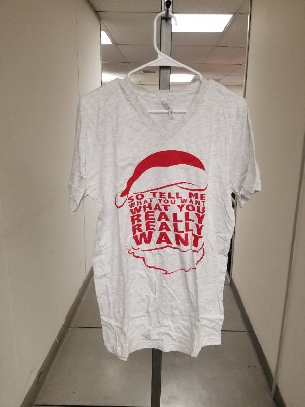 lot 12269 image: Christmas Santa Hat V-Neck Graphic T-Shirt