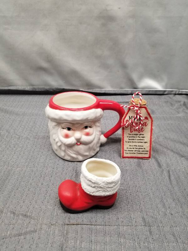 lot 12287 image: Santa Claus Ceramic Mug and Boot Set with Magic Dust Tag
