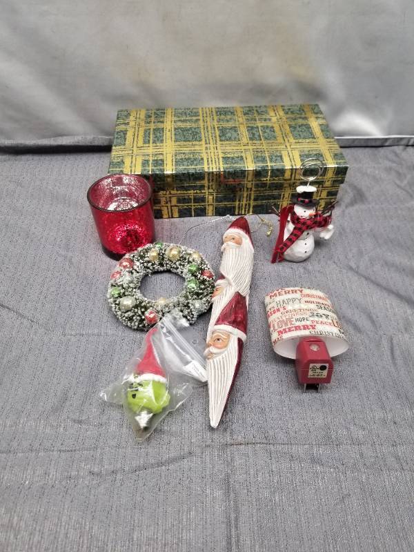 lot 12290 image: Christmas Holiday Decoration Set with Storage Box