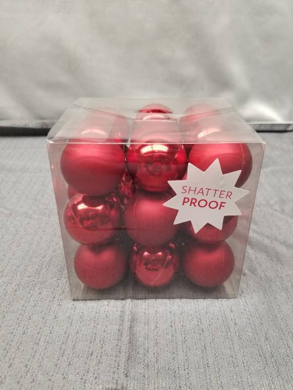 lot 12293 image: Shatterproof Red Christmas Ball Ornaments