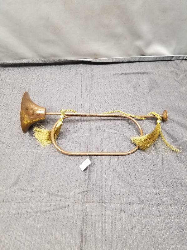 lot 12294 image: Brass Military Bugle with Gold Tassels