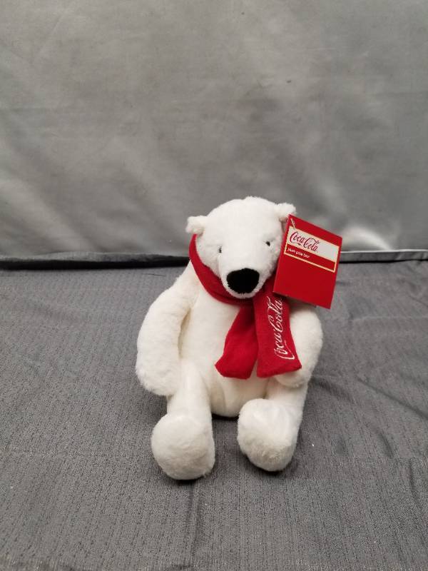 lot 12296 image: 7.5 Coca Cola Boyds Bears Polar Bear Plush Stuffed Animal Scarf 2012 W Tags