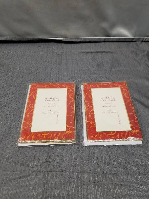lot 12301 image: Seasons Greetings Holiday Photo Cards - 2 Packs of 16 Cards