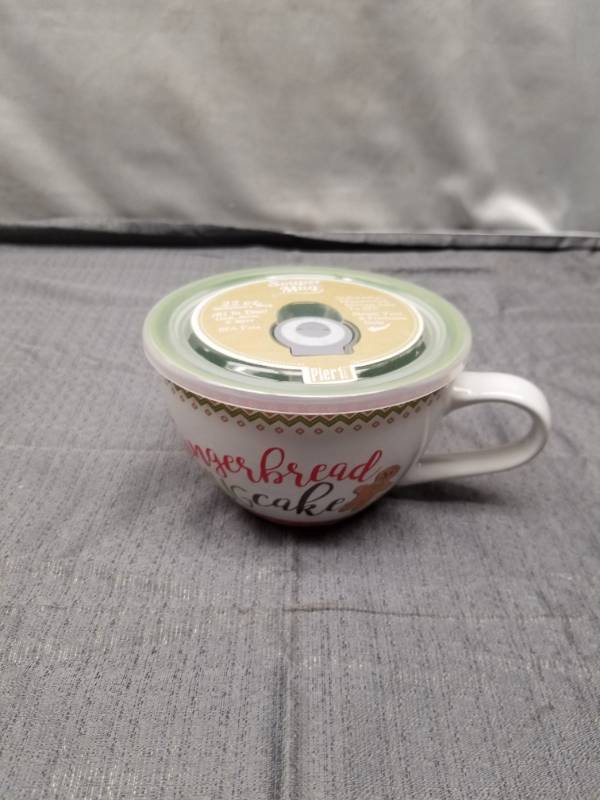 lot 12304 image: Pier 1 Gingerbread Cake Coffee Cup with Lid