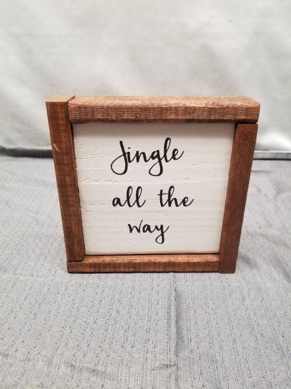 lot 12317 image: Jingle All The Way Wood Framed Christmas Sign