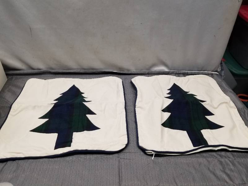 lot 12324 image: Pine Tree Design Decorative Pillow Covers - Set of 2