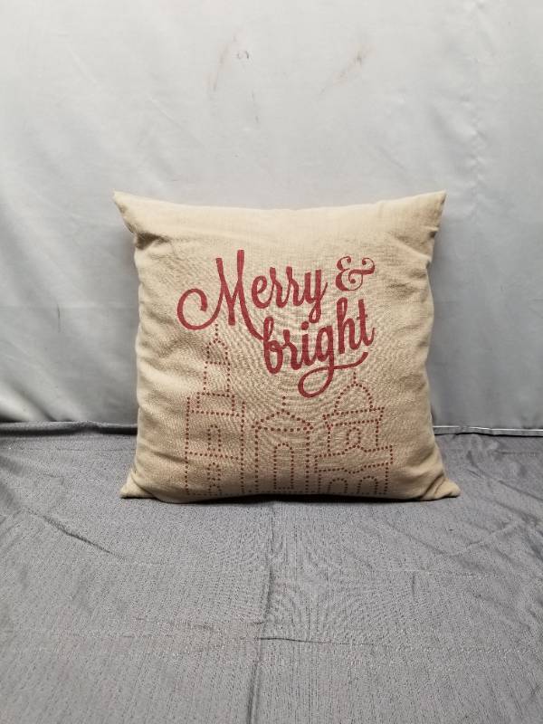 lot 12337 image: Merry & Bright Christmas Decorative Throw Pillow