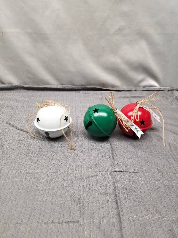 lot 12339 image: Metal Jingle Bells Christmas Ornaments - Set of 3