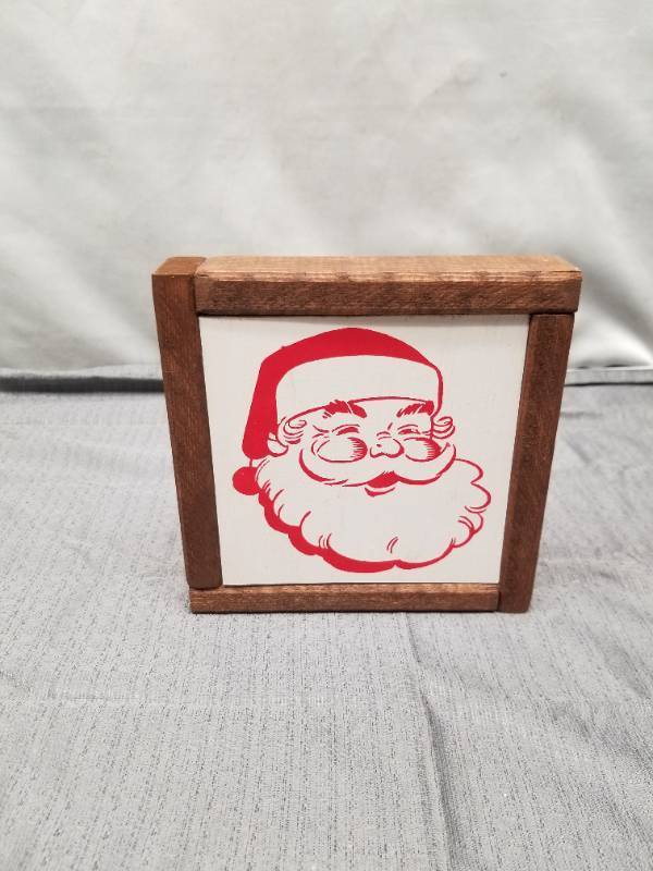 lot 12341 image: Santa Claus Wood Framed Holiday Wall Art