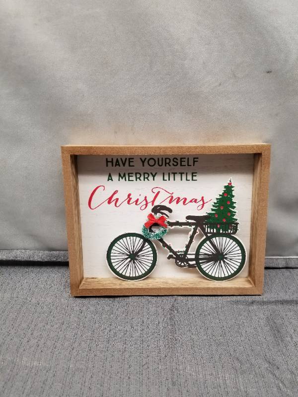 lot 12345 image: Christmas Bicycle Shadow Box Wall Decor Sign