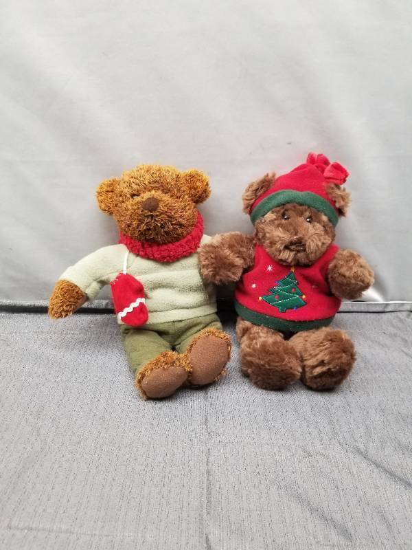 lot 12349 image: Christmas Teddy Bear Plush Set - Holiday Themed Stuffed Animals