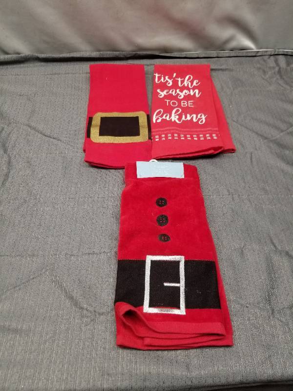lot 12363 image: Christmas Kitchen Towel Set - Santa Belt and Baking Theme