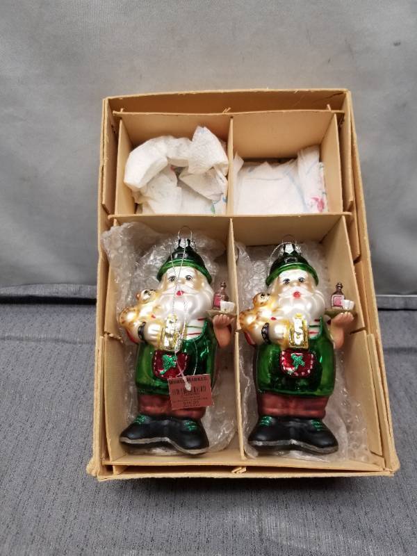 lot 12367 image: World Market German Beer Drinker Glass Christmas Ornaments Set of 2