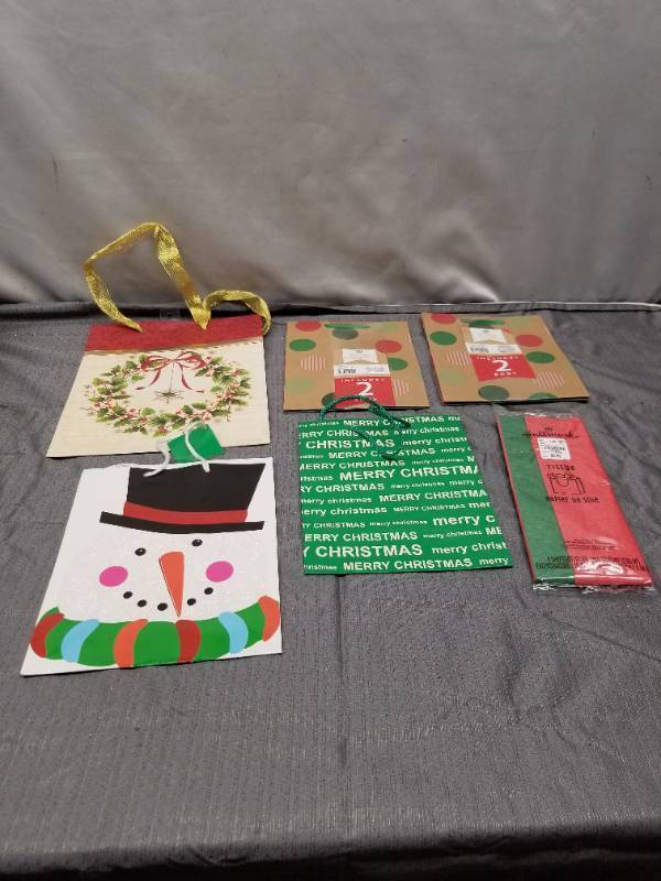 lot 12383 image: Christmas Gift Bags and Tissue Paper Set