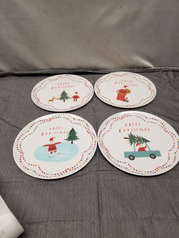 lot 12396 image: Happy Christmas Decorative Plate Set - Holiday Scene Collection