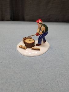 lot 3163 image: Miniature Lumberjack Figure with Chopping Block
