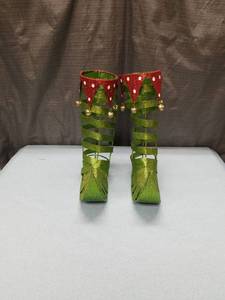 lot 3165 image: Whimsical Elf Boot Christmas Decorations