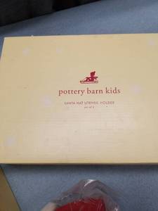 lot 3167 image: Pottery Barn Kids Santa Hat Utensil Holder Set