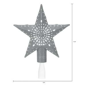 lot 3180 image: Holiday Time Silver Star Lighted Projection LED Tree Topper  11.4