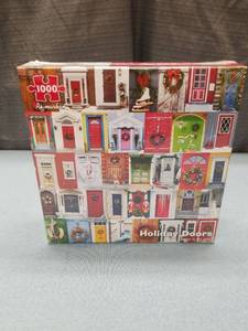 lot 3189 image: Re-marks Holiday Doors 1000 Piece Puzzle Christmas Winter Theme Made In Usa New