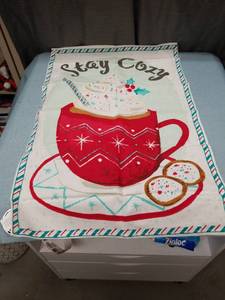 lot 3209 image: (3) Stay Cozy Christmas Hot Cocoa Tea Towel