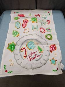 lot 3210 image: (3) Christmas Cookie Santa Tea Towel