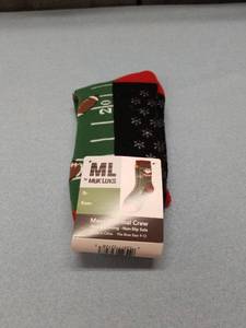 lot 3213 image: Mens Thermal Crew Socksshoe Size 9-12non-slip Sole Football W Santa