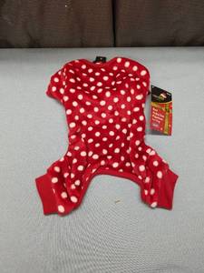 lot 3233 image: Polka Dot Dog Pajamas By Pawslife Red Polyester Unisex Small Dogs