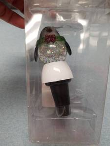 lot 3240 image: Penguin Snow Globe Wine Bottle Stopper