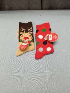 lot 3261 image: Holiday Novelty Sock Set - Reindeer and Polka Dots
