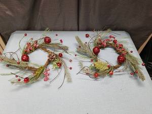 lot 3265 image: (2)Holiday Berry and Pine Wreath