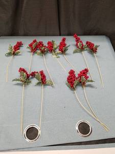 lot 3266 image: Artificial Holly Berry Picks Set