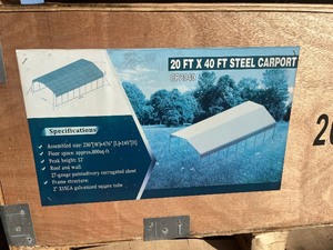 lot 1086N image: Unused 20 x 40 Steel Carport