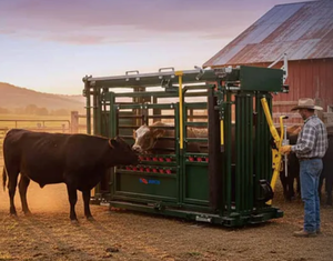 lot 1010N image: 2025 Unused SDLC Livestock Squeeze Chute - Very Large and Well built - Friction Lock head Rail, Rubber floor, Side Squeeze, Weighs 2500lbs