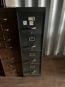 lot 1051N image: Grey Browne and Morse 4 drawer file cabinet
