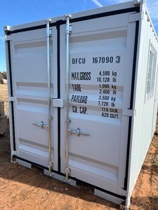 lot 1031N image: Unused 2025 12 Foot Long Shipping container with 2 end doors, side window, side entry door.  Weighs 2100 pounds.