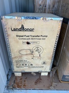 lot 1088N image: Unused LandHonor Diesel Fuel Transfer pump with 49ft Hose reel and Nozzle