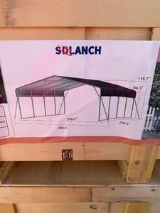 lot 1168N image: Unused SD Lanch 20 x 20 Metal Carport, dark greyblack in color