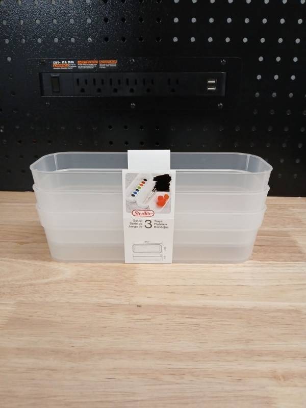 lot 40427 image: Sterilite 3-Piece Clear Storage Container Set - Retail $12