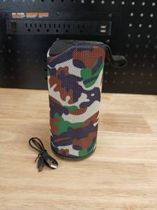lot 42532 image: AJ094 6.25 in. Splashproof Camouflage Wireless Portable Speaker  - Retail $32
