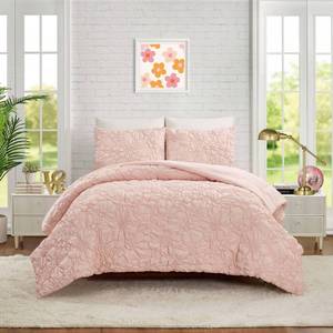 lot 42533 image: Teen TwinTwin XL Puffy Flower Comforter Set Light Pink - Makers Collective Recycled Polyester, OEKO-TEX Certified - Retail $50
