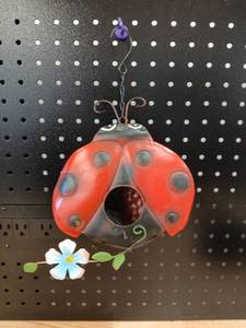 lot 42558 image: Metal Ladybug Birdhouse with Flower - Retail $18