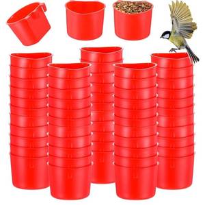 lot 42560 image: 60 Pieces Cage Cups Birds Hanging Feeders Seed Bowl. Bowls are Green not Red as shown in stock photo  - Retail $32