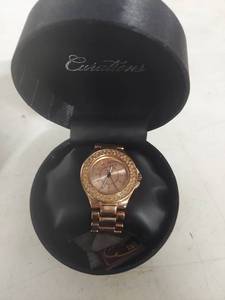 lot 3721 image: Rose Gold Tone Crystal Bezel Ladies Watch