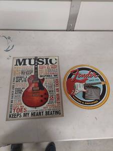 lot 3730 image: Music Lovers Tin Sign Collection - Fender Sign