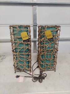 lot 3752 image: Forty West Woven Rope Table Lamps
