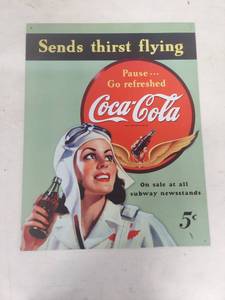 lot 3758 image: Coca-Cola Aviation Tin Sign