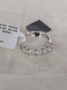 lot 3765 image: 1.75 CTW Round White Zircon Sterling Silver Ring - Size 7