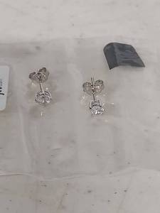lot 3770 image: Sterling Silver Round CZ Stud Earrings