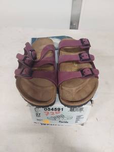 lot 3803 image: Birkenstock Florida Sandals in Plum Nubuck